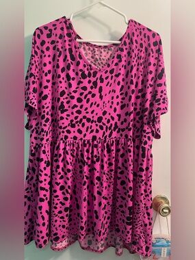 Women’s Pink and Black Animal Print Blouse